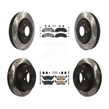 Front Semi-Metallic Rear Ceramic Pad Coat Drill Slot Disc Brake Rotors Kit For Ford F-150 KDA-102472
