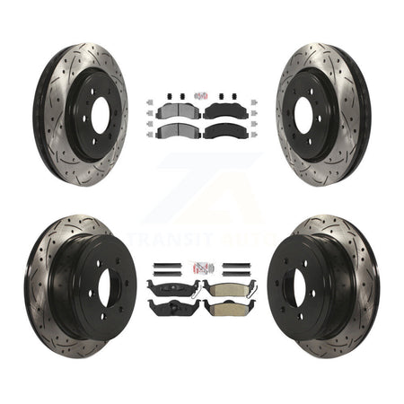 Front Rear Semi-Metallic Pad Drill Slot Brake Rotors Kit For Ford F-150 With 6 Lug Wheels KDA-102484