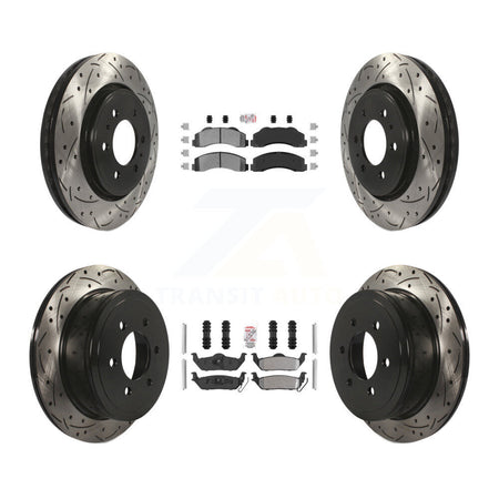 Front Rear Semi-Metallic Pad Drill Slot Brake Rotors Kit For Ford F-150 With 6 Lug Wheels KDA-102485