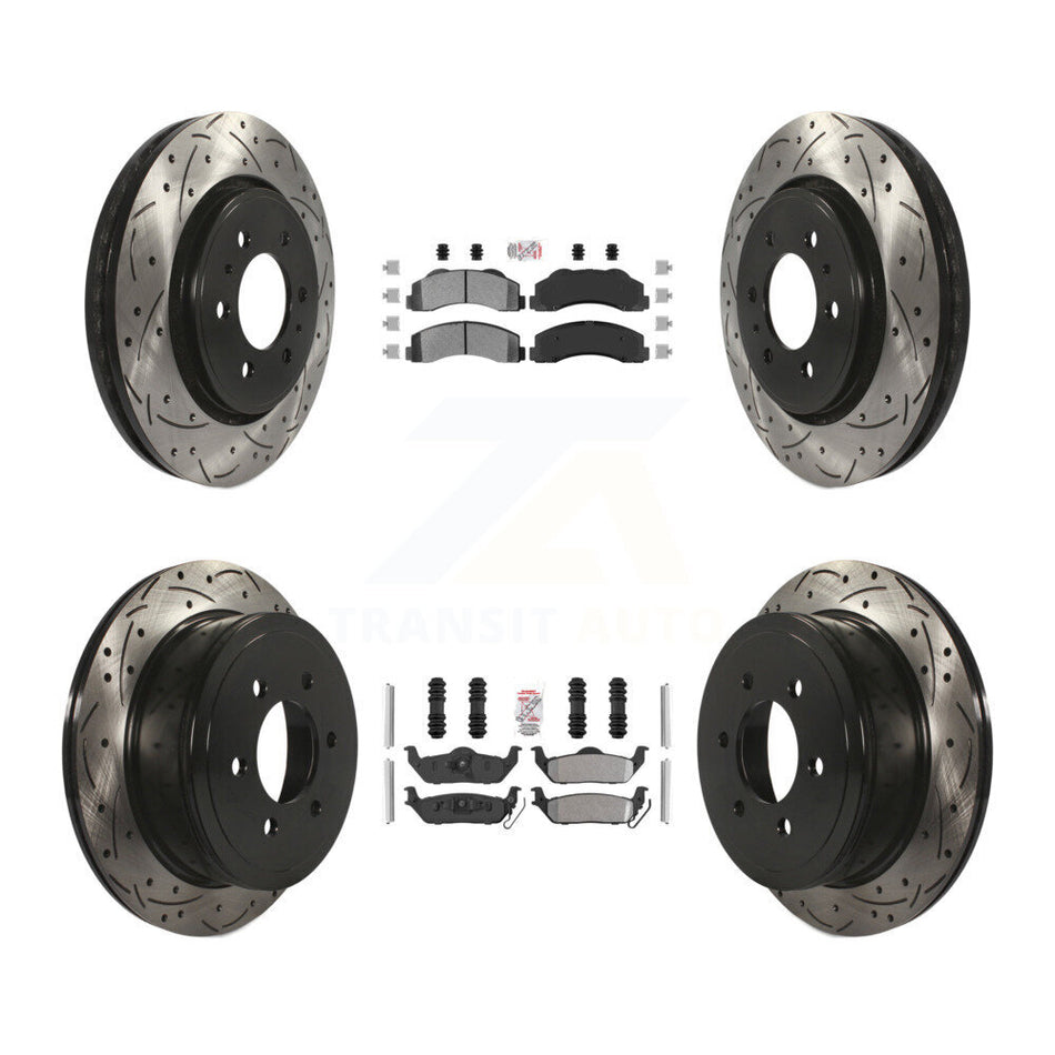 Front Rear Semi-Metallic Pad Drill Slot Brake Rotors Kit For Ford F-150 With 6 Lug Wheels KDA-102485