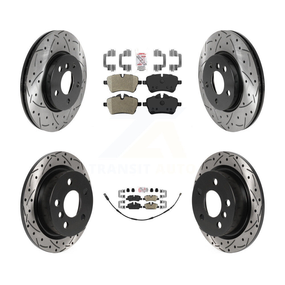 Front Semi-Metallic Rear Ceramic Pad Coat Drill Slot Disc Brake Rotor Kit For Mini Cooper KDA-102495