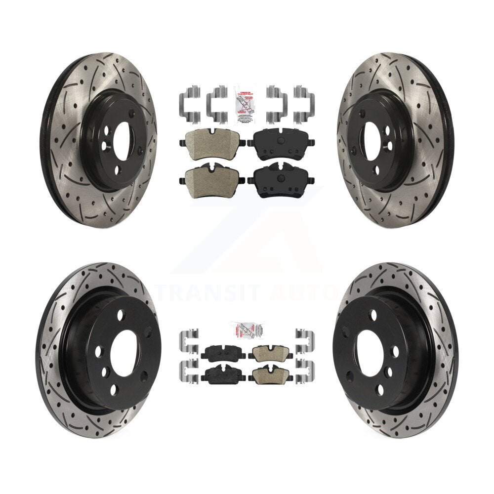 Front Semi-Metallic Rear Ceramic Pad Drill Slot Brake Rotor Kit For Mini Cooper 2.0L/1.5L KDA-102496