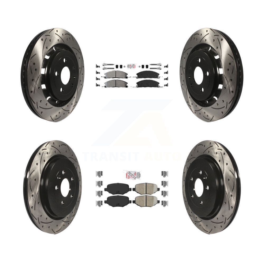 Front Semi-Metallic Rear Ceramic Pad Drill Slot Brake Rotors Kit For Ford Explorer Police KDA-102498