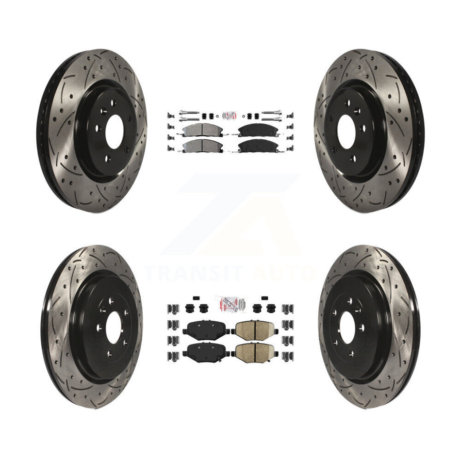 Front Rear Semi-Metallic Pad Drill Slot Disc Brake Rotor Kit For 2013 Ford Explorer Sport KDA-102501