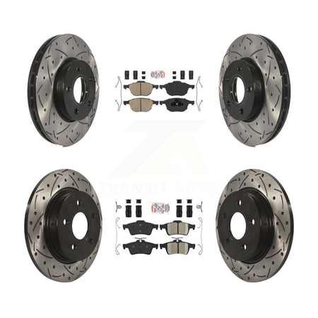 Front Rear Ceramic Pads And Coated Drilled Slotted Disc Brake Rotors Kit For Ford Focus KDA-102502