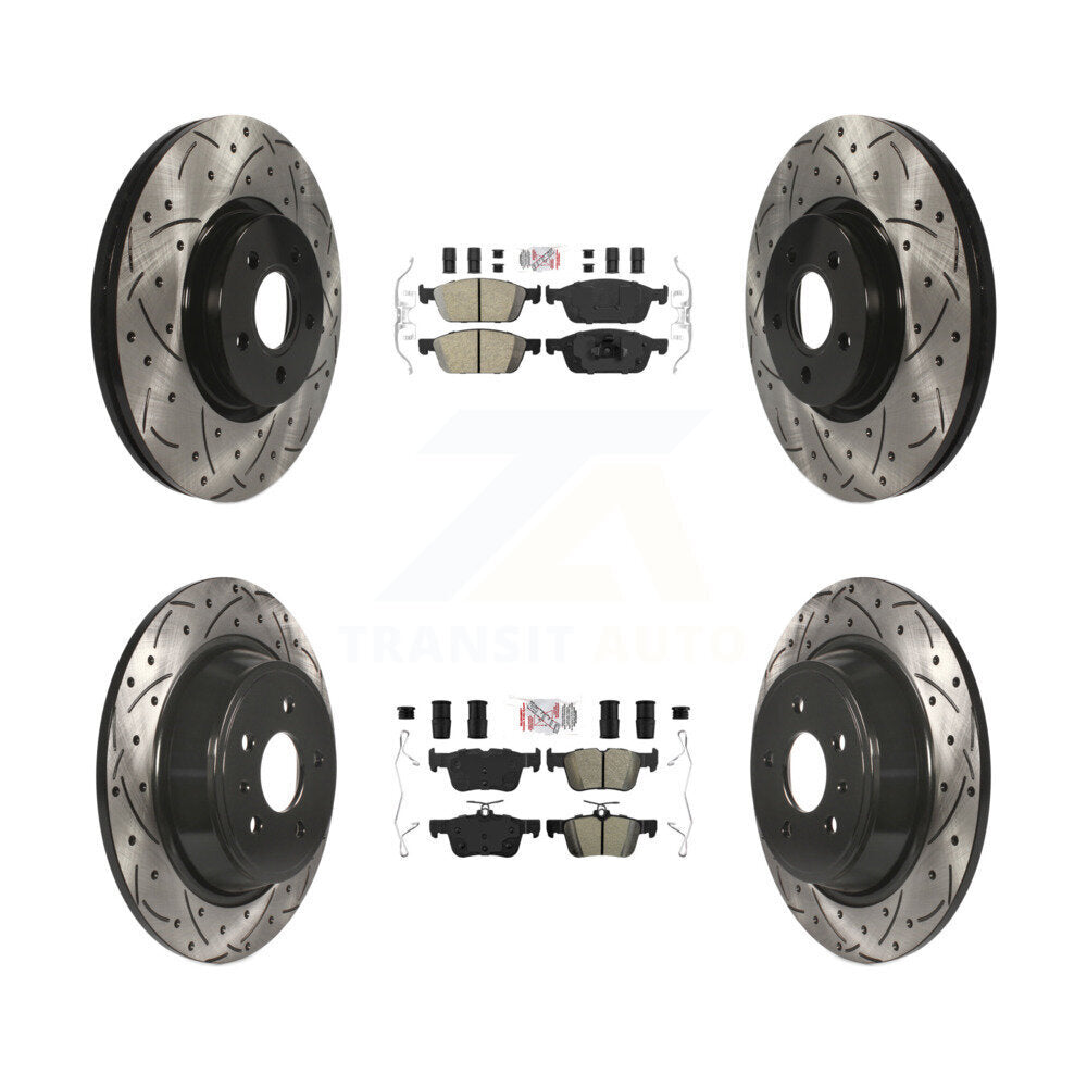Front Ceramic Rear Semi-Metallic Pad Drilled Slot Brake Rotor Kit For Ford Escape Lincoln KDA-102506