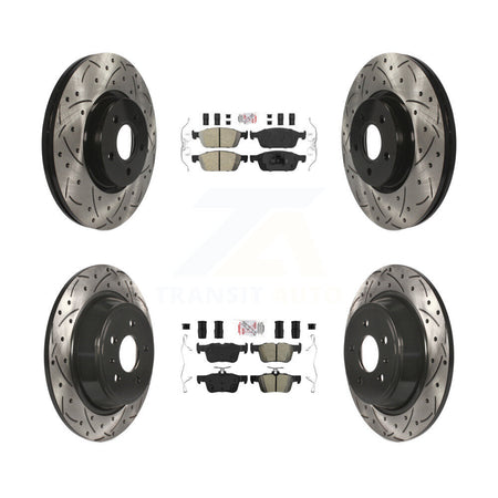 Front Ceramic Rear Semi-Metallic Pad Drilled Slot Brake Rotor Kit For Ford Escape Lincoln KDA-102506