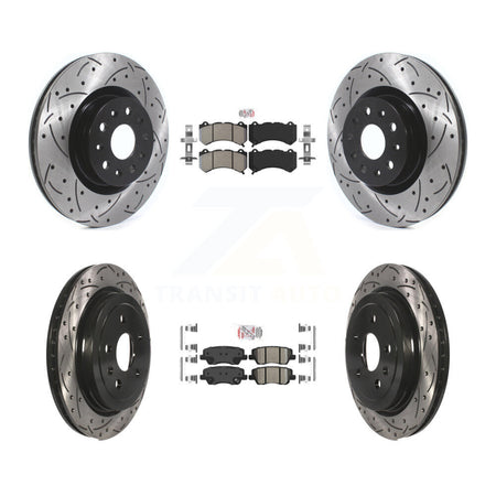 Front Semi-Metallic Rear Ceramic Pad & Drilled Slot Disc Brake Rotor Kit For Cadillac CTS KDA-102512