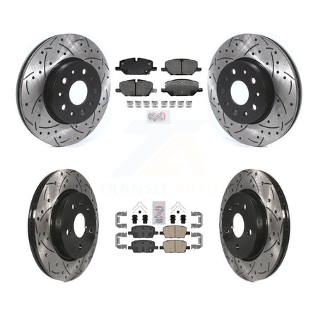 Front Rear Ceramic Pad & Coated Drilled Slotted Disc Brake Rotor Kit For Chevrolet Camaro KDA-102517