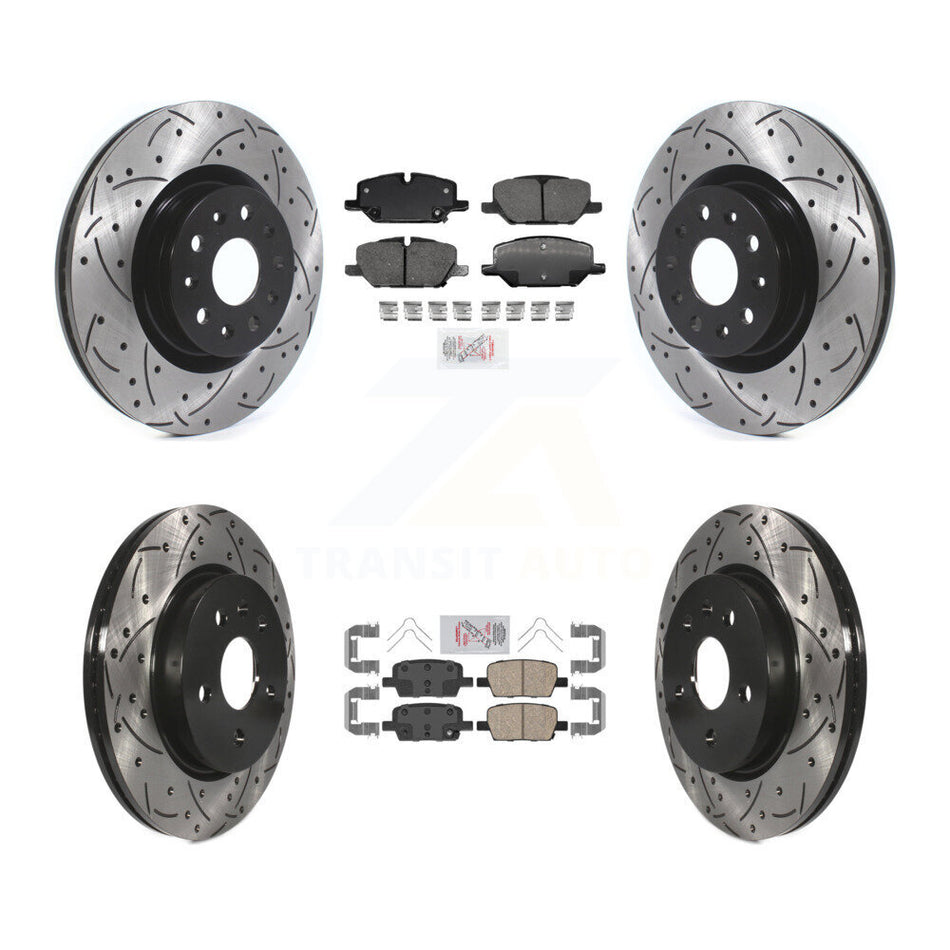 Front Rear Ceramic Pad Drill Slot Brake Rotors Kit For 2022 Chevrolet Camaro LT with 2.0L KDA-102520