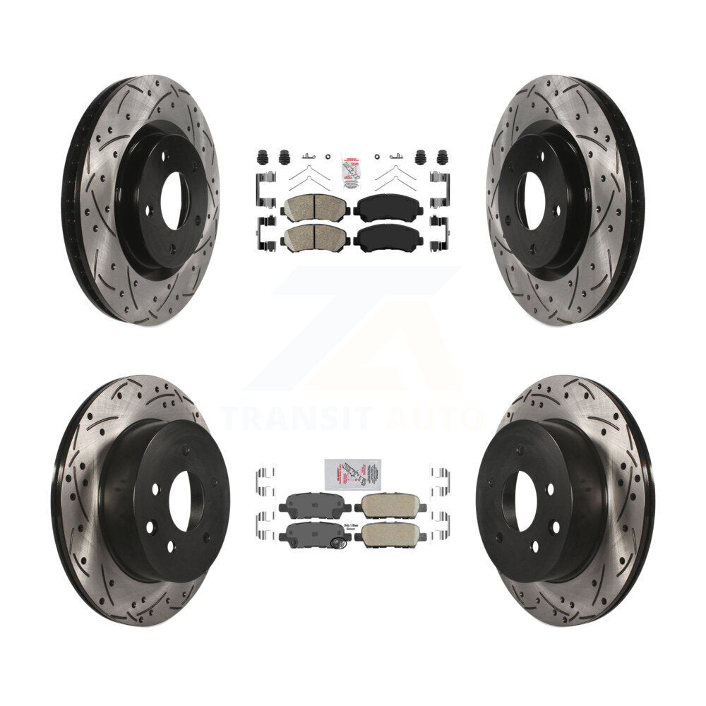 Front Rear Ceramic Pad & Coated Drilled Slot Disc Brake Rotor Kit For Nissan Rogue Select KDA-102521