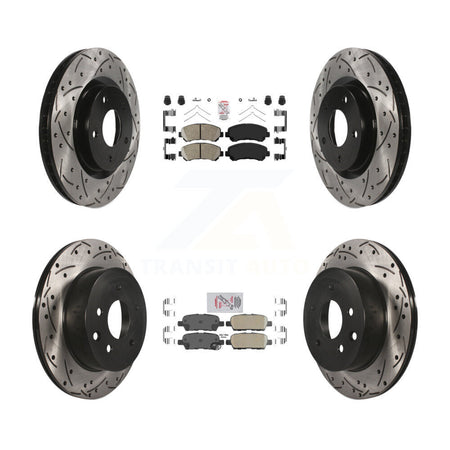 Front Rear Ceramic Pad & Coated Drilled Slot Disc Brake Rotor Kit For Nissan Rogue Select KDA-102521
