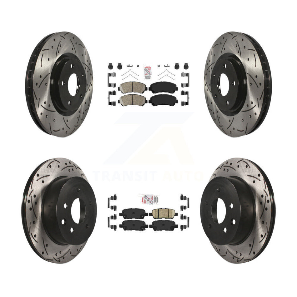 Front Rear Ceramic Pad Drill Slot Disc Brake Rotor Kit For 2014-2017 Nissan Juke Nismo RS KDA-102525