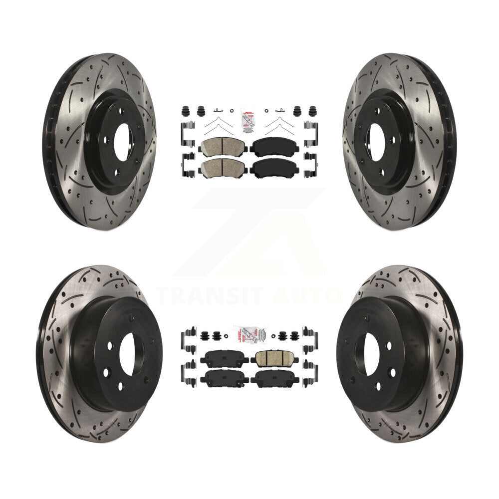 Front Rear Ceramic Pad Drill Slot Disc Brake Rotor Kit For 2014-2017 Nissan Juke Nismo RS KDA-102526