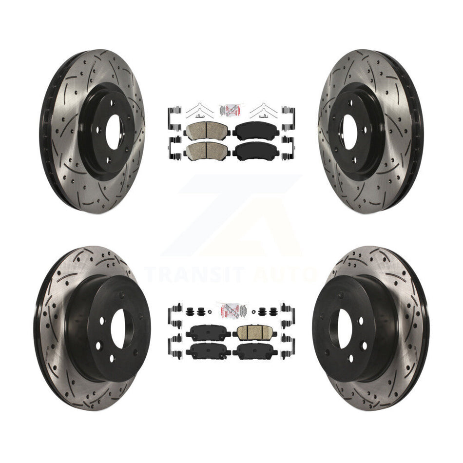 Front Rear Ceramic Pad Drill Slot Disc Brake Rotor Kit For 2014-2017 Nissan Juke Nismo RS KDA-102528