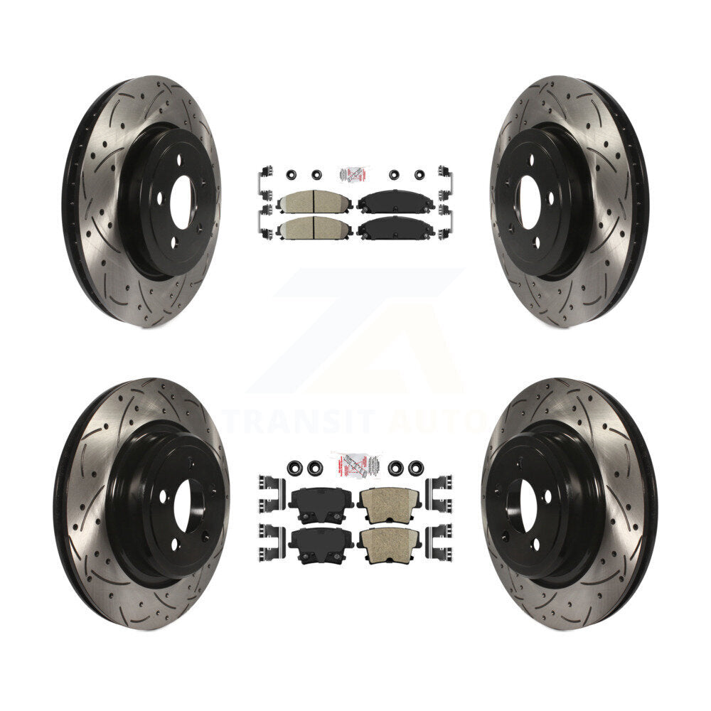 Front Rear Ceramic Pad Drilled Slot Brake Rotor Kit For Dodge Charger With Police Package KDA-102529