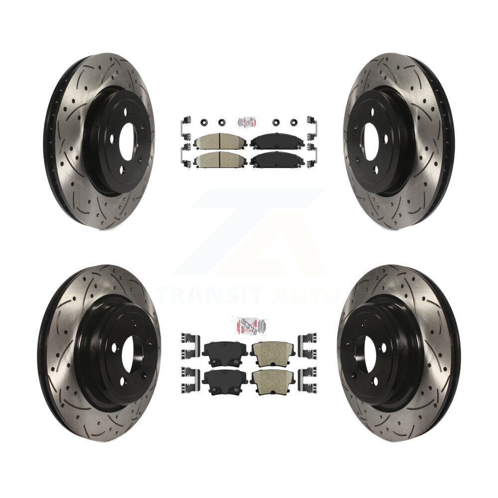 Front Rear Ceramic Pad Drilled Slot Brake Rotor Kit For Dodge Charger With Police Package KDA-102530