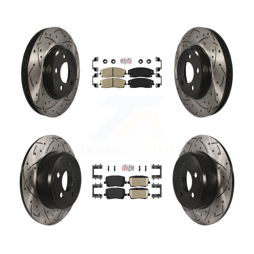 Front Rear Ceramic Pad Drill Slot Brake Rotor Kit For Dodge Charger Pursuit with RWD 3.6L KDA-102531