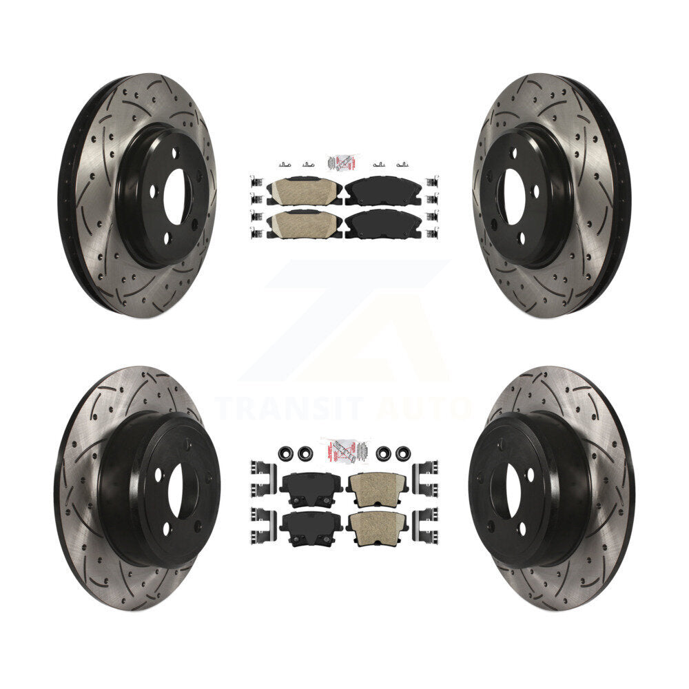 Front Rear Ceramic Pad Drill Slot Brake Rotor Kit For Dodge Charger Pursuit with RWD 3.6L KDA-102533