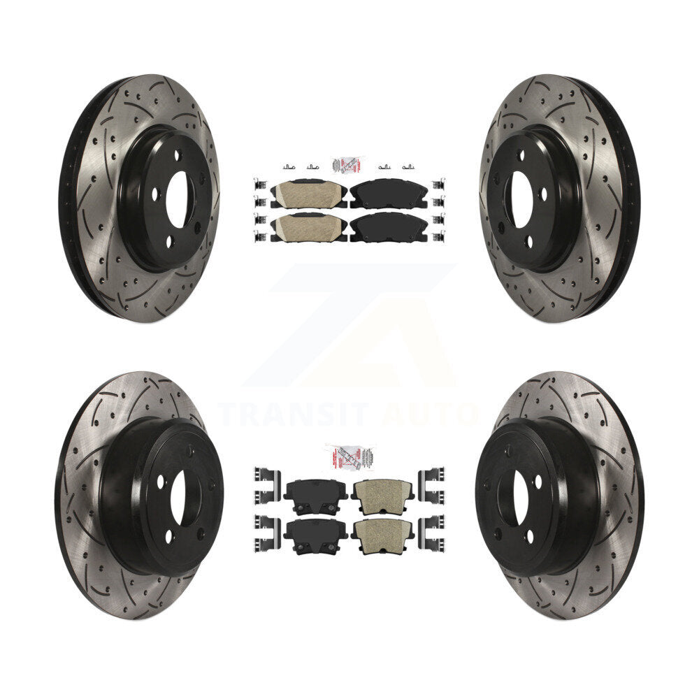 Front Rear Ceramic Pad Drill Slot Brake Rotor Kit For Dodge Charger Pursuit with RWD 3.6L KDA-102534