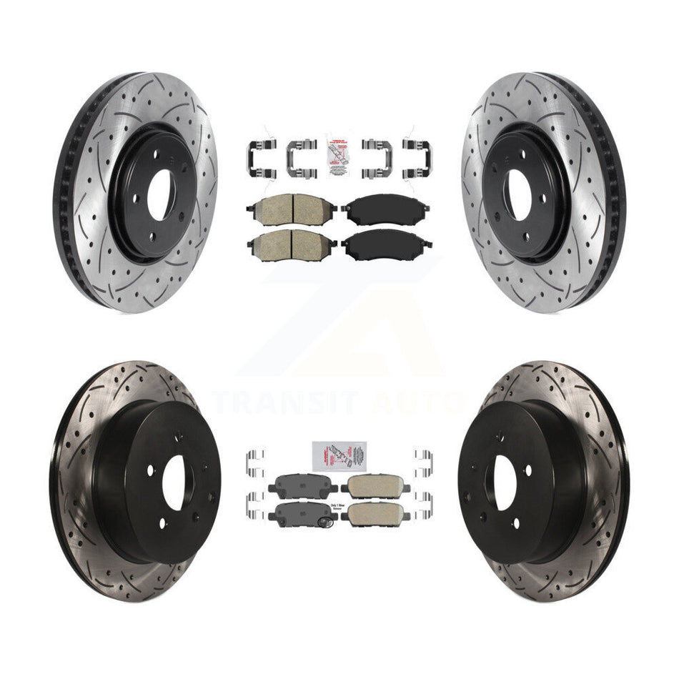 Front Semi-Metallic Rear Ceramic Pad Drilled Slot Brake Rotors Kit For INFINITI FX35 FX37 KDA-102541