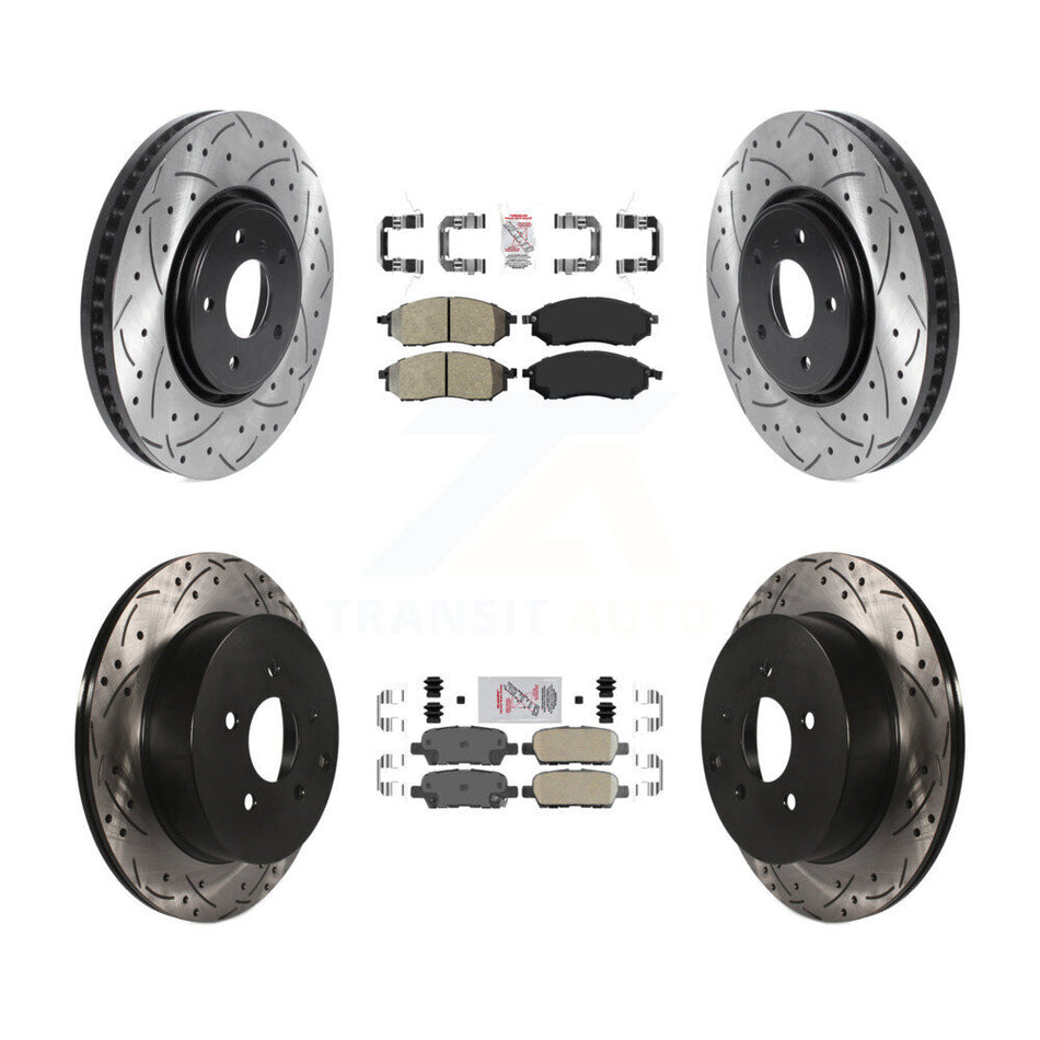 Front Semi-Metallic Rear Ceramic Pad Drilled Slot Brake Rotors Kit For INFINITI FX35 FX37 KDA-102542