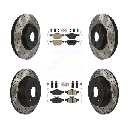 Front Rear Ceramic Pad Coated Drilled Slot Disc Brake Rotors Kit For Ford Transit Connect KDA-102543
