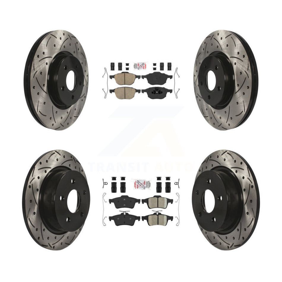 Front Rear Ceramic Pad Coated Drilled Slot Disc Brake Rotors Kit For Ford Transit Connect KDA-102543
