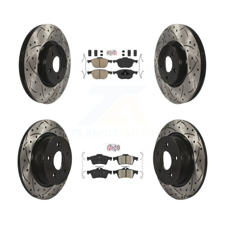 Front Rear Ceramic Pad Coated Drilled Slot Disc Brake Rotors Kit For Ford Transit Connect KDA-102544