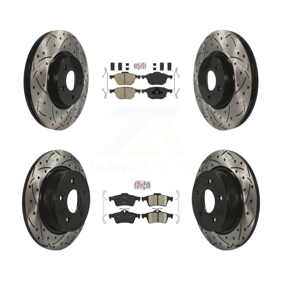 Front Rear Ceramic Pad Coated Drilled Slot Disc Brake Rotors Kit For Ford Transit Connect KDA-102544