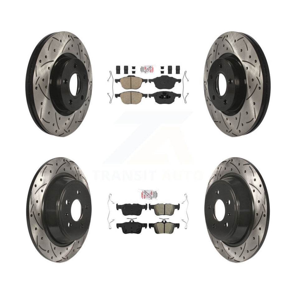 Front Ceramic Rear Semi-Metallic Pad Coat Drill Slot Disc Brake Rotor Kit For Ford Escape KDA-102546
