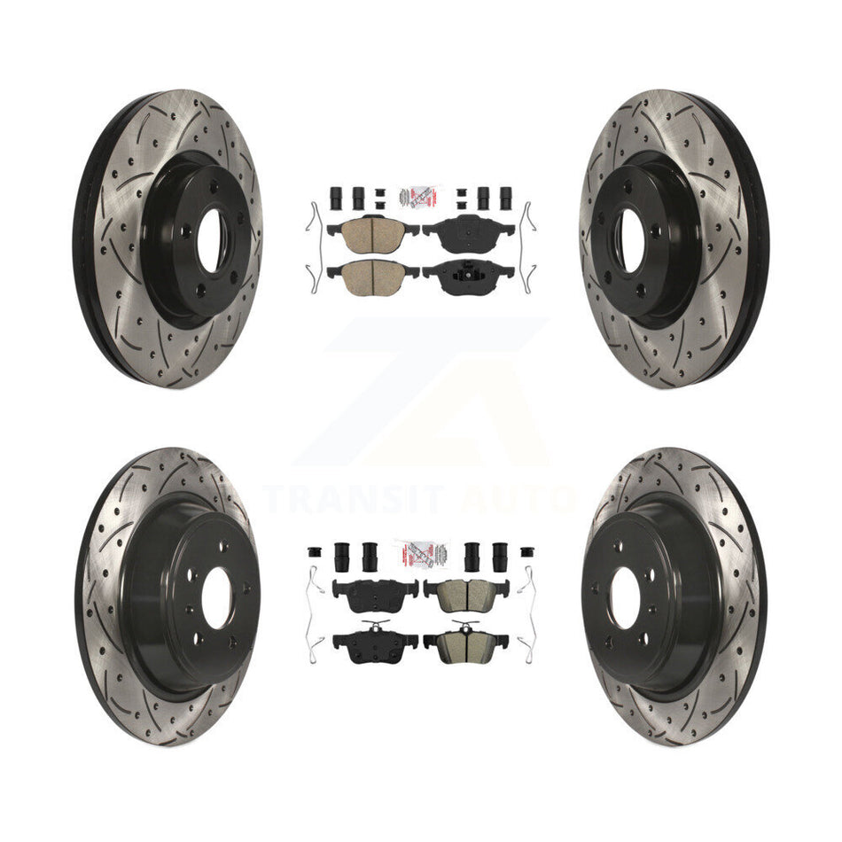 Front Ceramic Rear Semi-Metallic Pad Coat Drill Slot Disc Brake Rotor Kit For Ford Escape KDA-102547