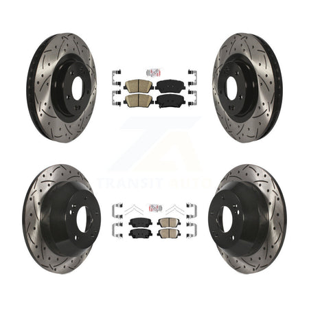 Front Rear Ceramic Pads And Coated Drilled Slotted Disc Brake Rotors Kit For Kia Sorento KDA-102548