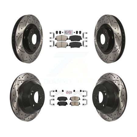 Front Rear Ceramic Pads And Coated Drilled Slotted Disc Brake Rotors Kit For Kia Sorento KDA-102551