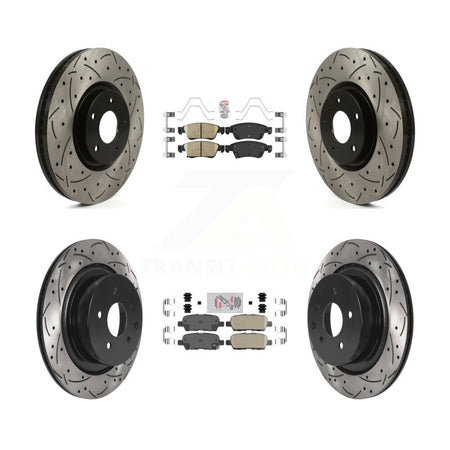 Front Rear Ceramic Pad & Coated Drilled Slotted Disc Brake Rotor Kit For INFINITI G35 Q60 KDA-102570