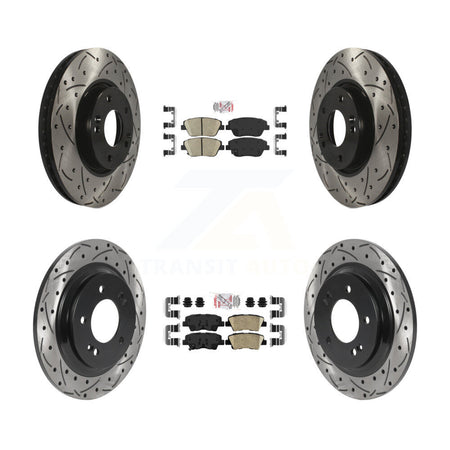 Front Rear Ceramic Pads And Coated Drilled Slotted Disc Brake Rotors Kit For Kia Optima KDA-102576