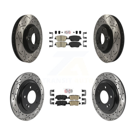 Front Rear Ceramic Pads And Coated Drilled Slotted Disc Brake Rotors Kit For Kia Optima KDA-102579
