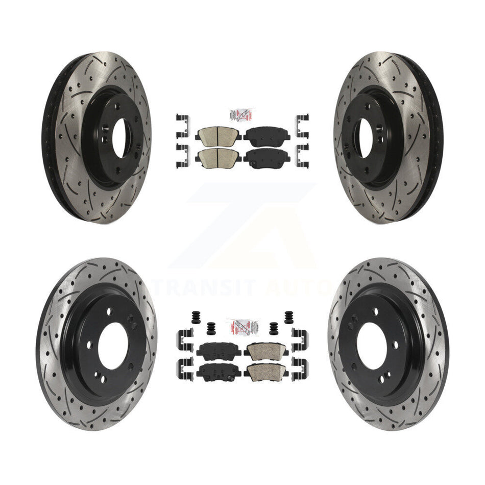 Front Rear Ceramic Pad And Coated Drilled Slotted Disc Brake Rotor Kit For Hyundai Sonata KDA-102581