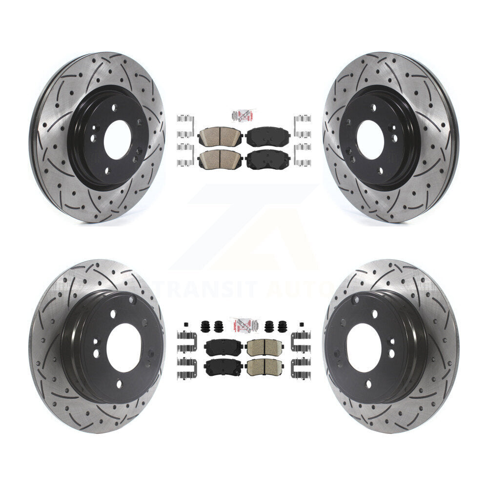 Front Rear Ceramic Pad Drill Slot Brake Rotor Kit For 2015-2016 Hyundai Sonata GAS engine KDA-102587