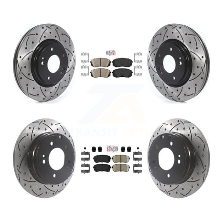 Front Rear Ceramic Pad Drill Slot Brake Rotor Kit For 2015-2016 Hyundai Sonata GAS engine KDA-102587