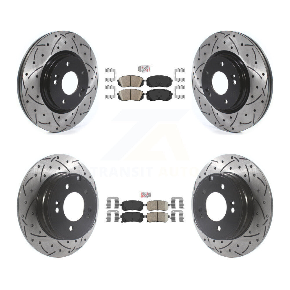 Front Rear Ceramic Pad Drill Slot Brake Rotor Kit For 2015-2016 Hyundai Sonata GAS engine KDA-102588