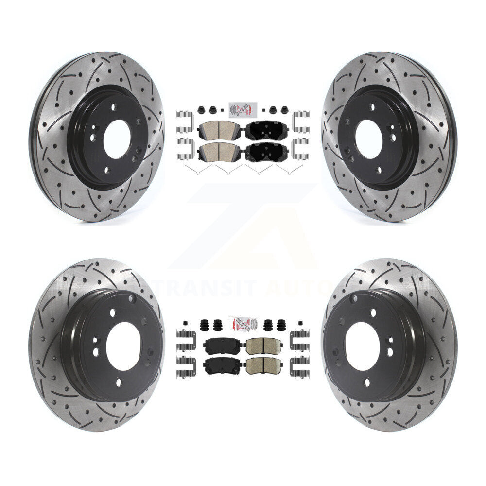 Front Rear Ceramic Pad Drill Slot Brake Rotor Kit For 2015-2016 Hyundai Sonata GAS engine KDA-102589