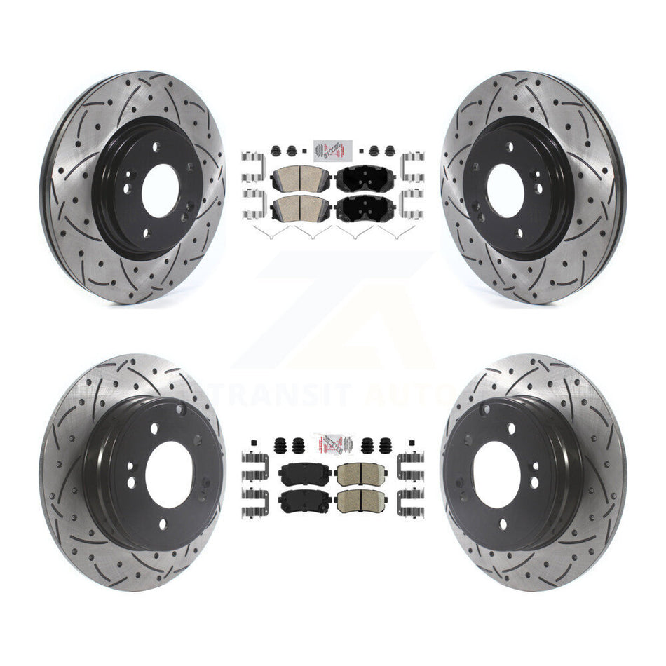 Front Rear Ceramic Pad Drill Slot Brake Rotor Kit For 2015-2016 Hyundai Sonata GAS engine KDA-102589