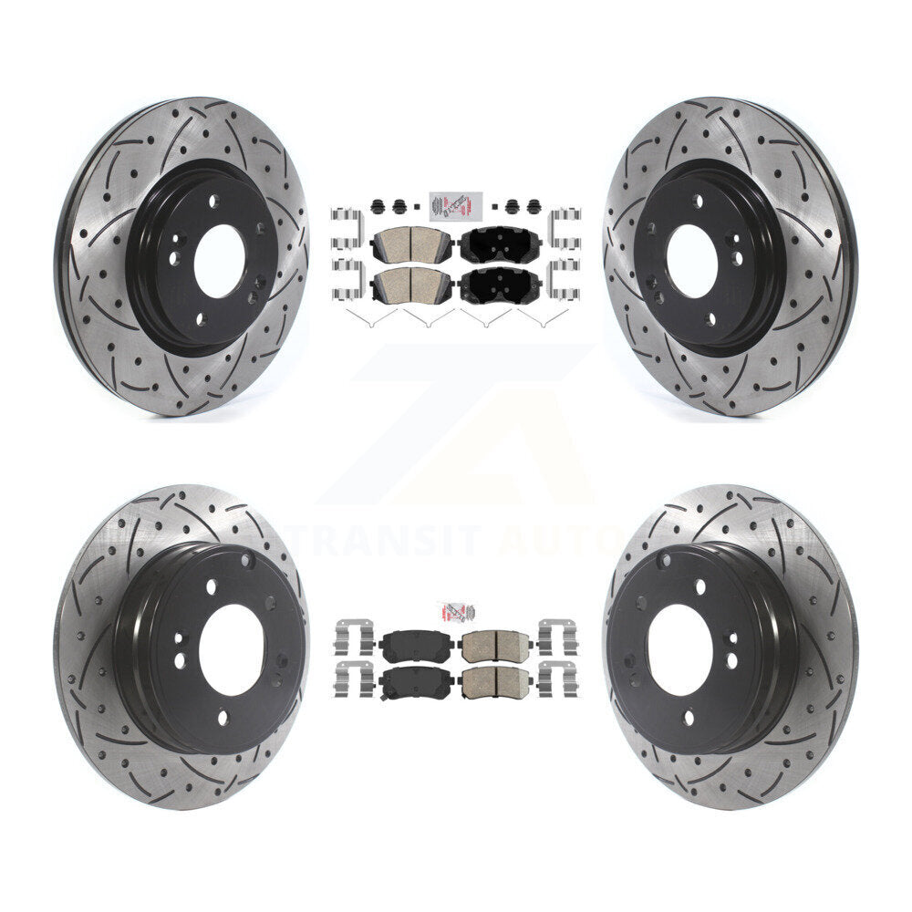 Front Rear Ceramic Pad Drill Slot Brake Rotor Kit For 2015-2016 Hyundai Sonata GAS engine KDA-102590