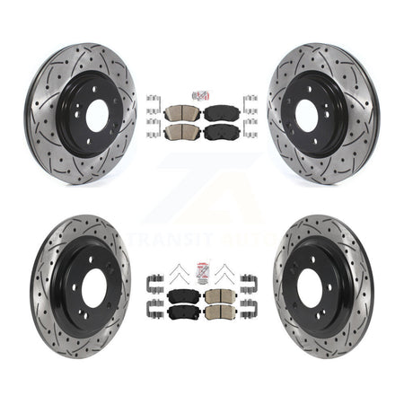 Front Rear Ceramic Pad Drill Slot Disc Brake Rotors Kit For 2016 Kia Optima LX/EX/LX 1.6T KDA-102596