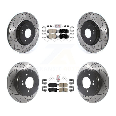 Front Rear Ceramic Pads And Coated Drilled Slotted Disc Brake Rotors Kit For Kia Optima KDA-102597