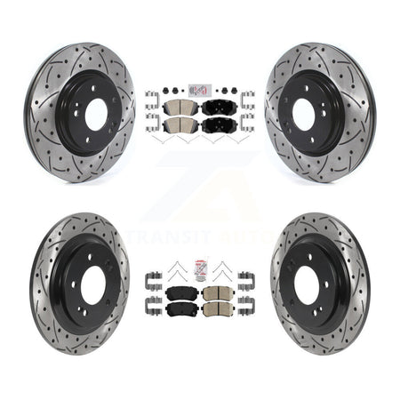 Front Rear Ceramic Pad Drill Slot Disc Brake Rotors Kit For 2016 Kia Optima LX/EX/LX 1.6T KDA-102598