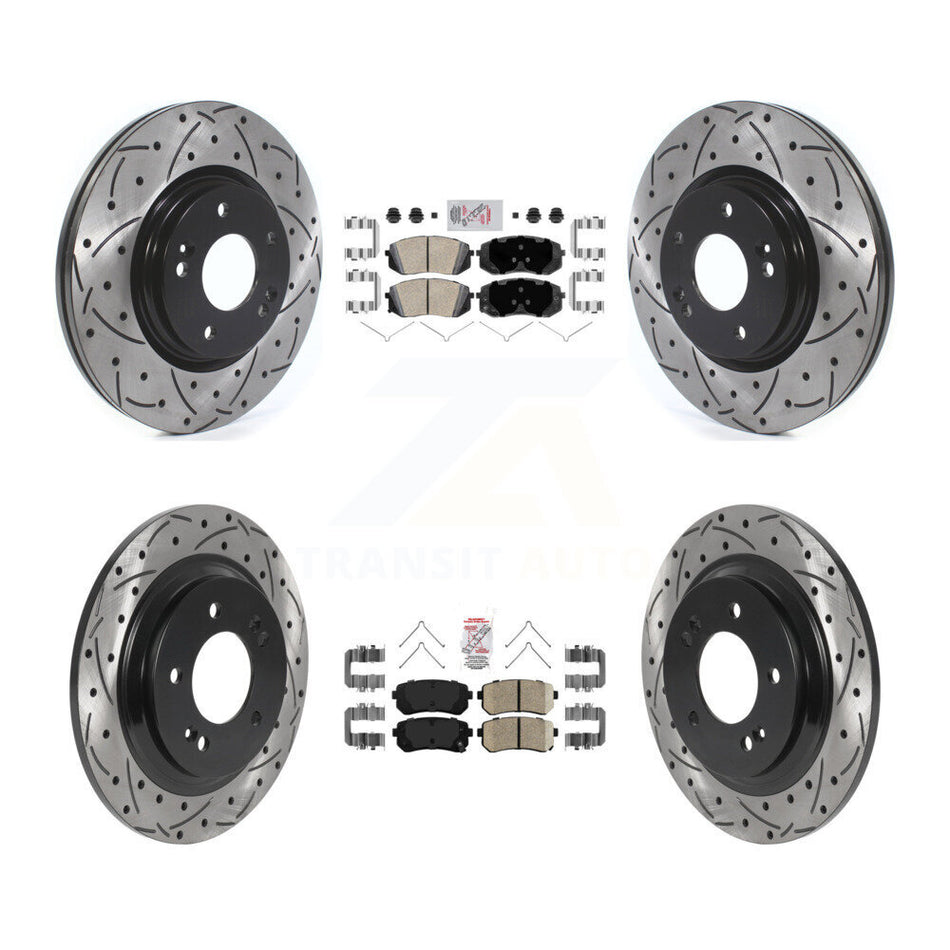 Front Rear Ceramic Pad Drill Slot Disc Brake Rotors Kit For 2016 Kia Optima LX/EX/LX 1.6T KDA-102598