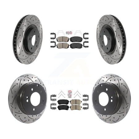 Front Rear Ceramic Pads And Coated Drilled Slotted Disc Brake Rotors Kit For Kia Optima KDA-102599
