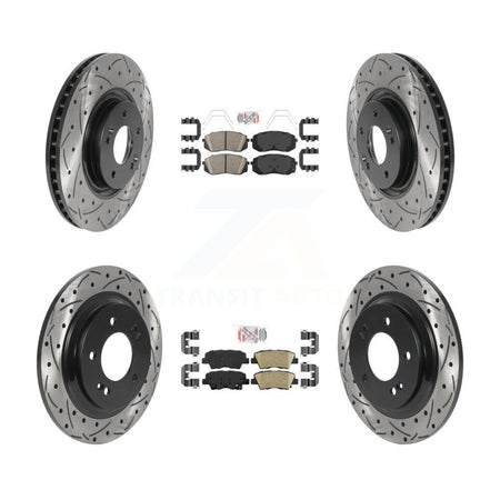 Front Rear Ceramic Pads And Coated Drilled Slotted Disc Brake Rotors Kit For Kia Optima KDA-102600